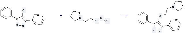 N-(2-Chloroethyl)pyrrolidine hydrochloride can be used to produce 3,5-diphenyl-4-(2-pyrrolidin-1-yl-ethoxy)-1H-pyrazole by heating